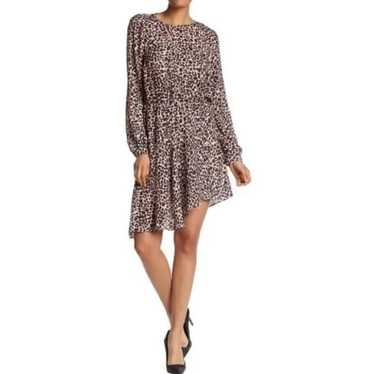 Parker NY Leopard Print Long Sleeve Dress Size Lar