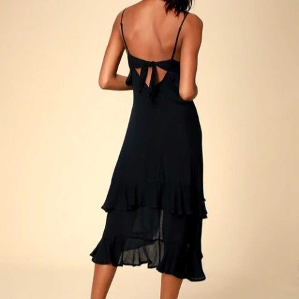 Island Time Black Ruffled Midi Dress - image 2