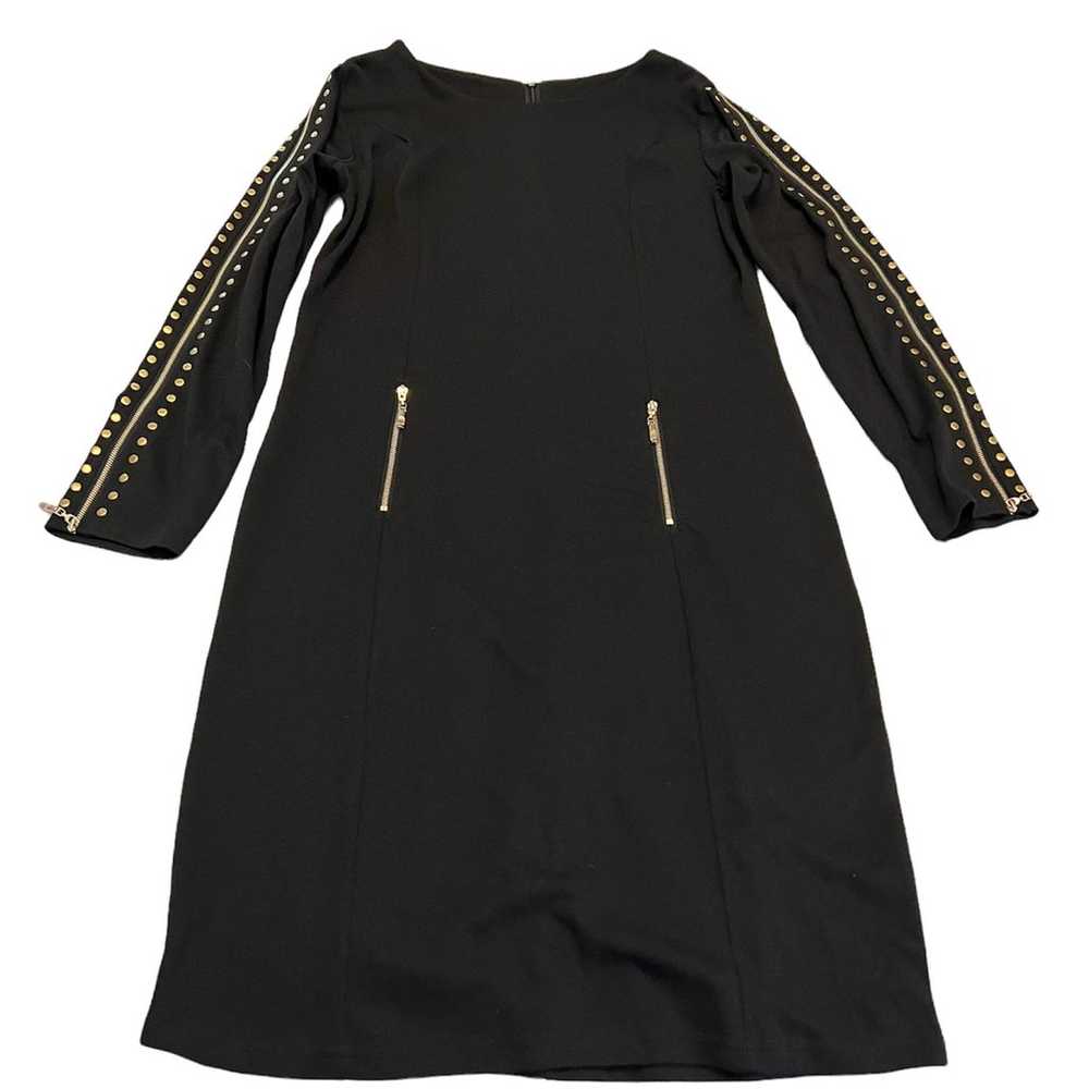 MIUSOL  black studded / zipper design midi dress - image 3