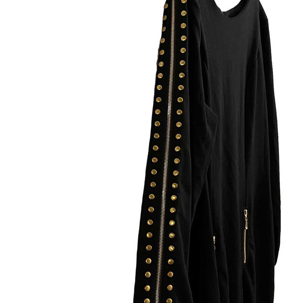 MIUSOL  black studded / zipper design midi dress - image 4