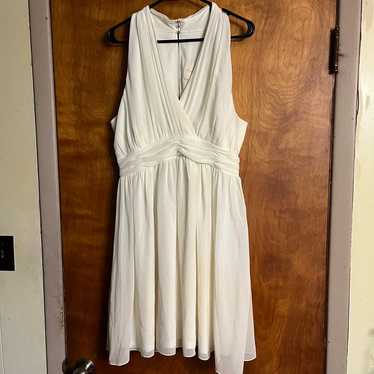 Modcloth White Chiffon Marilyn Dress V Neck Sleeve