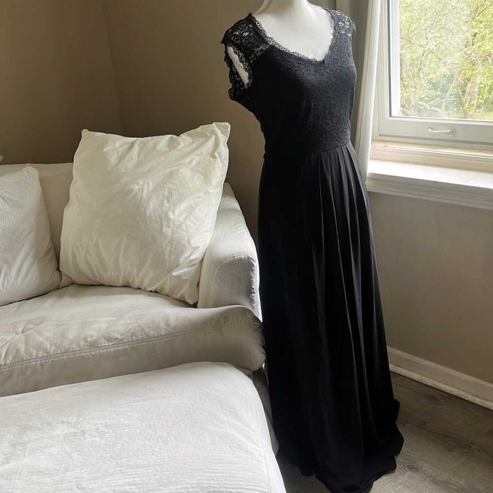 New black long lace evening dress gown - image 3