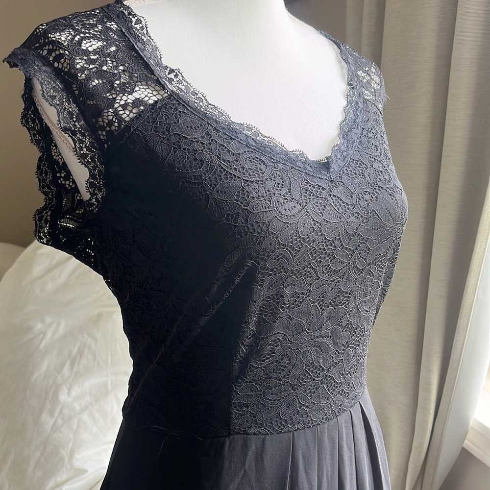 New black long lace evening dress gown - image 4