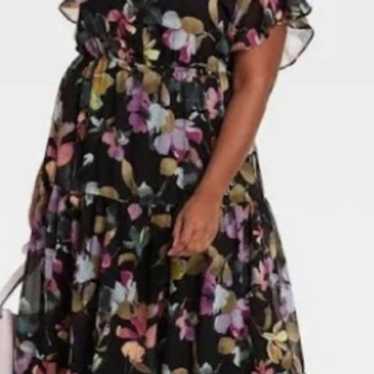 Floral Tiered Skirt Chiffon Maxi Dress. - image 1