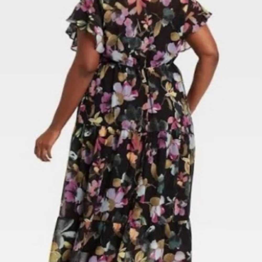 Floral Tiered Skirt Chiffon Maxi Dress. - image 2
