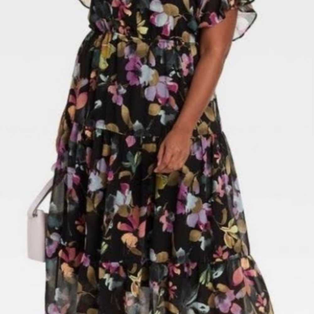 Floral Tiered Skirt Chiffon Maxi Dress. - image 3