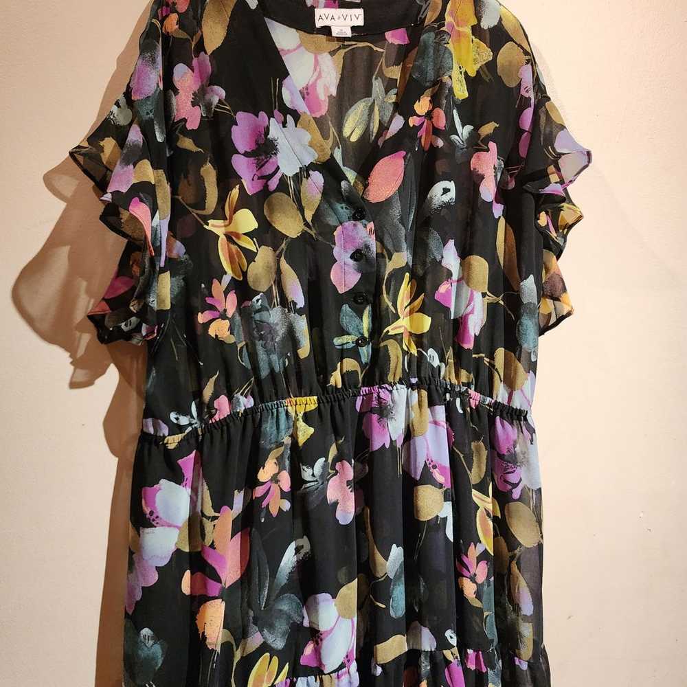 Floral Tiered Skirt Chiffon Maxi Dress. - image 9