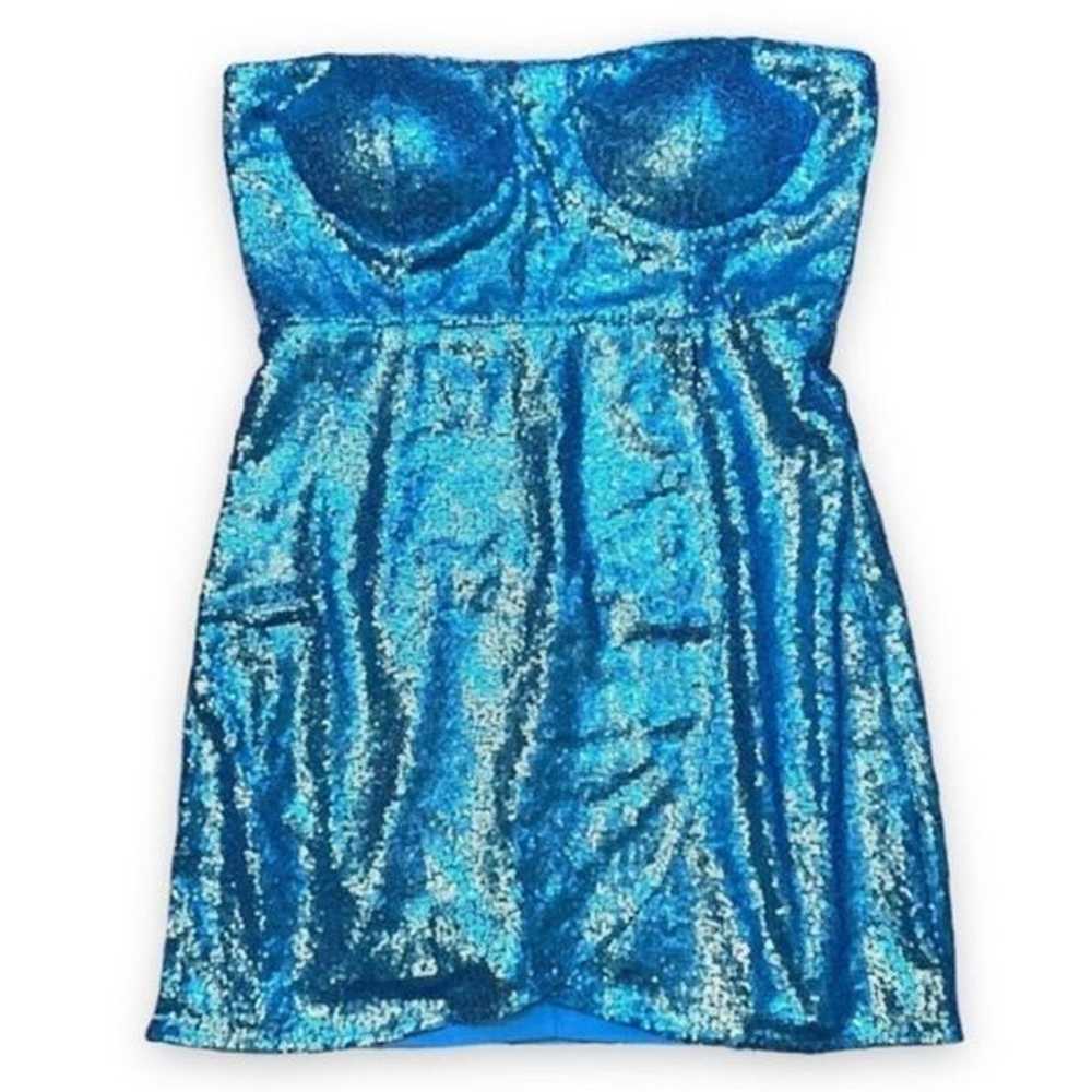 Lulus Dress Splendid Soiree Blue Sequin Mini Dres… - image 5