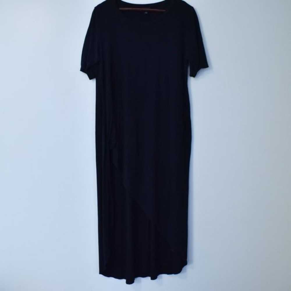 Torrid high slit black midi dress with short slee… - image 6