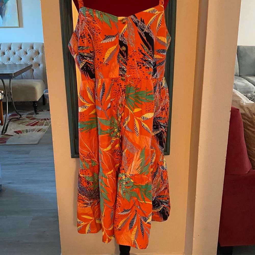 Tropical Linen Blend Dress XL - image 3