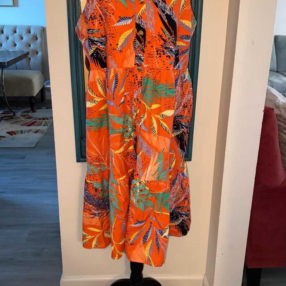 Tropical Linen Blend Dress XL - image 4