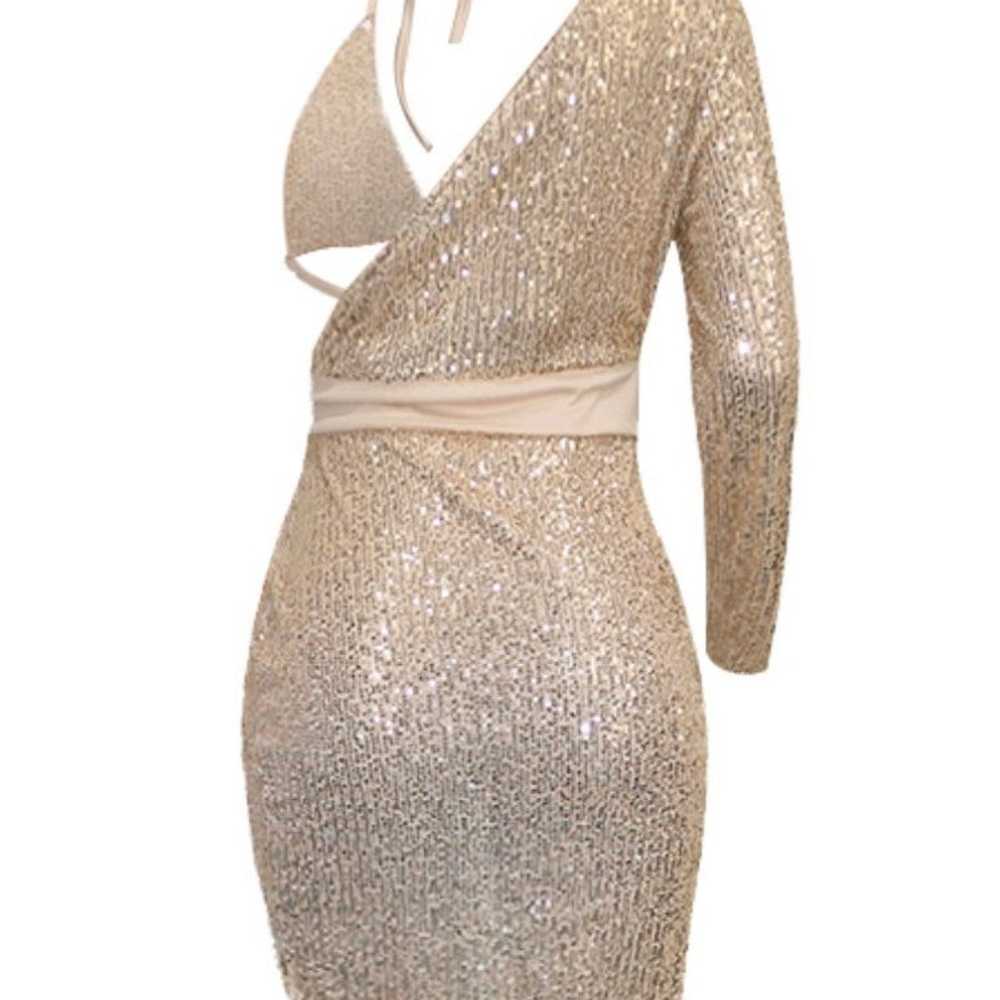 Champagne Backless Sequined Night Out Dress - image 2