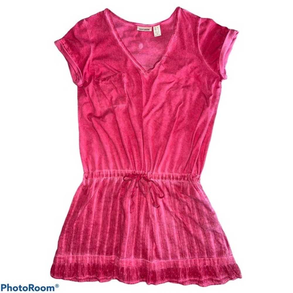 EUC DKNY JEANS Red Tie-Dye Mini T-shirt Dress XL - image 1