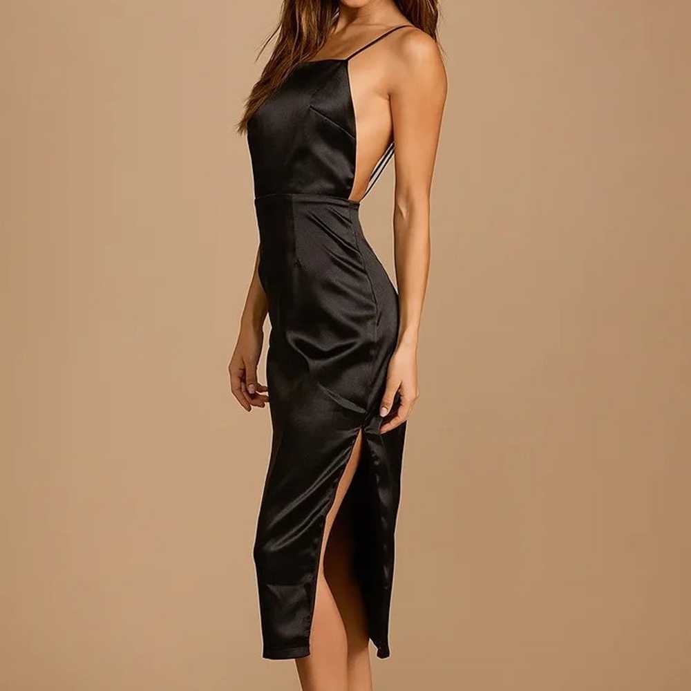 Adoring Attitude Black Satin Column Midi Dress - image 3