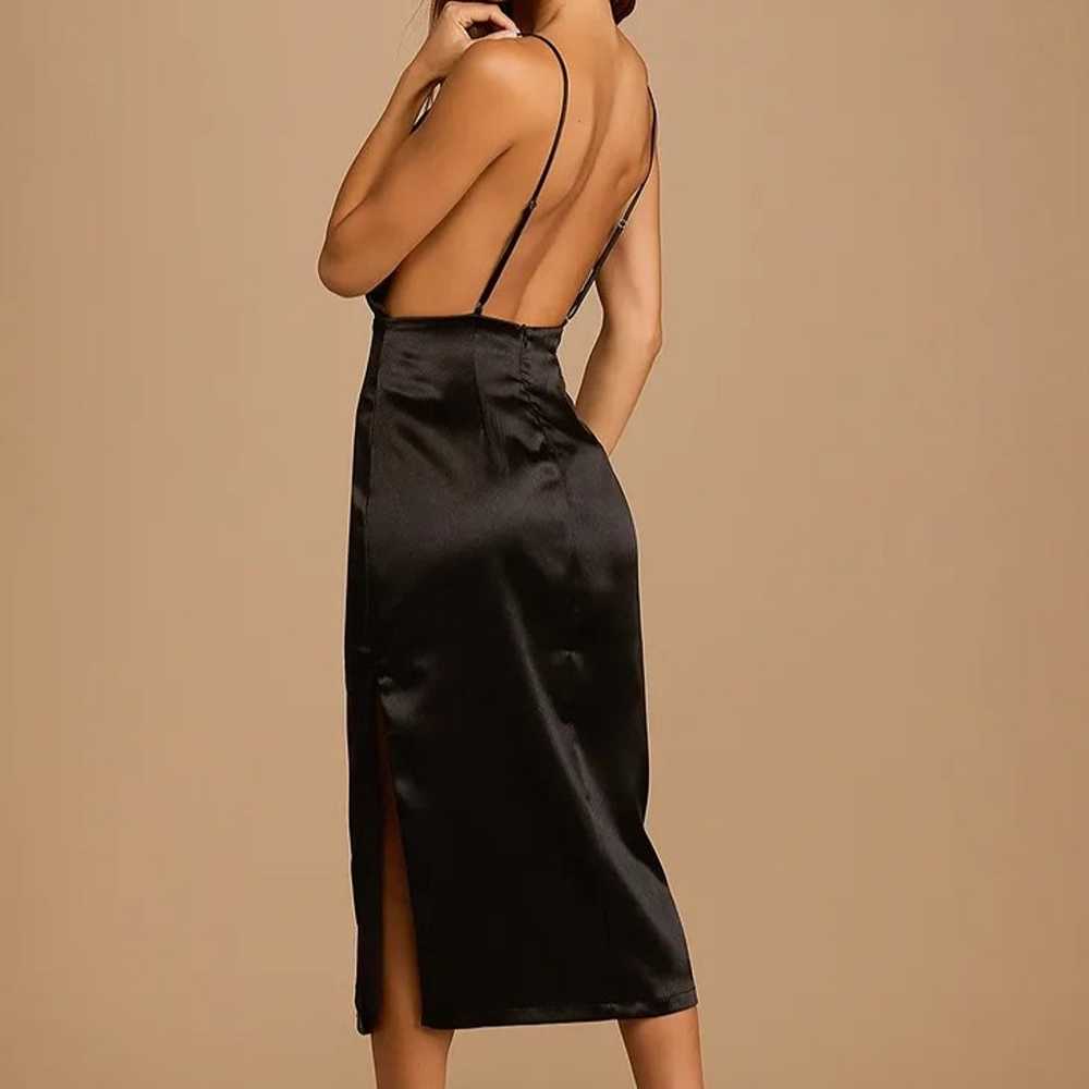 Adoring Attitude Black Satin Column Midi Dress - image 4
