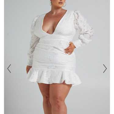 Showpo White Ruffle Dress Size