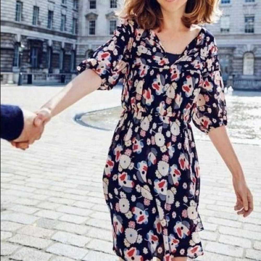 Boden Mini Dress  Navy Blue Floral Chiffon Faye A… - image 2