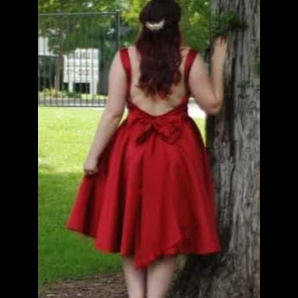 Red fancy prom dress - image 2