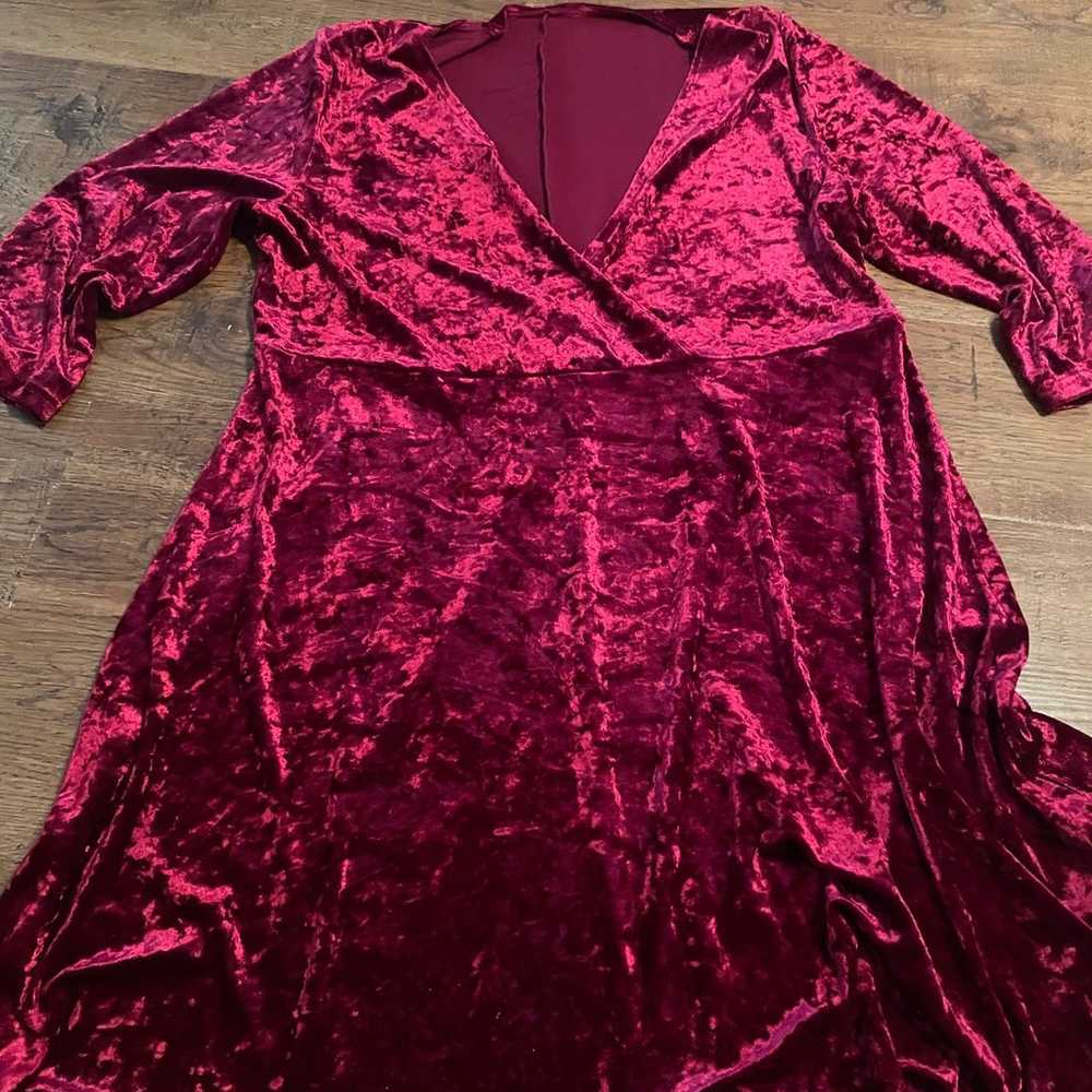 Red velour dress 2X new - image 1