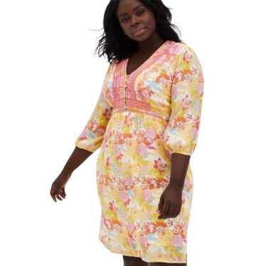 Torrid Peach Floral Gauze Hi-Lo 3/4 sleeve Dress … - image 1