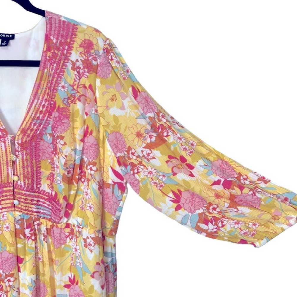 Torrid Peach Floral Gauze Hi-Lo 3/4 sleeve Dress … - image 7