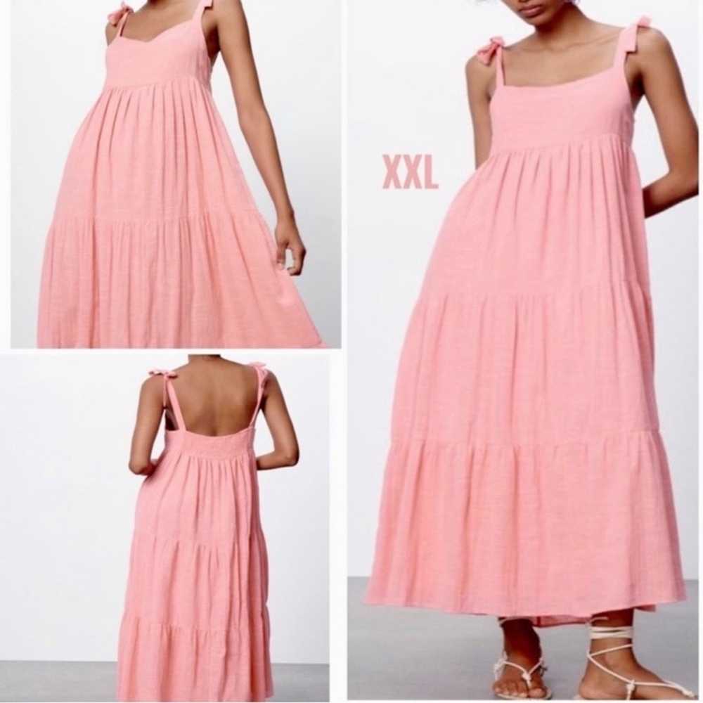 Zara tiered cotton long dress,voluminous, bubbleg… - image 1