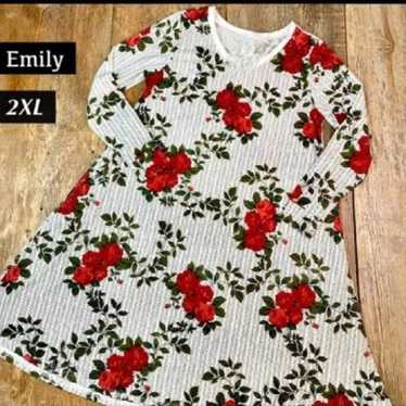 NEW Lularoe 2XL Emily Dress Red And Green Floral