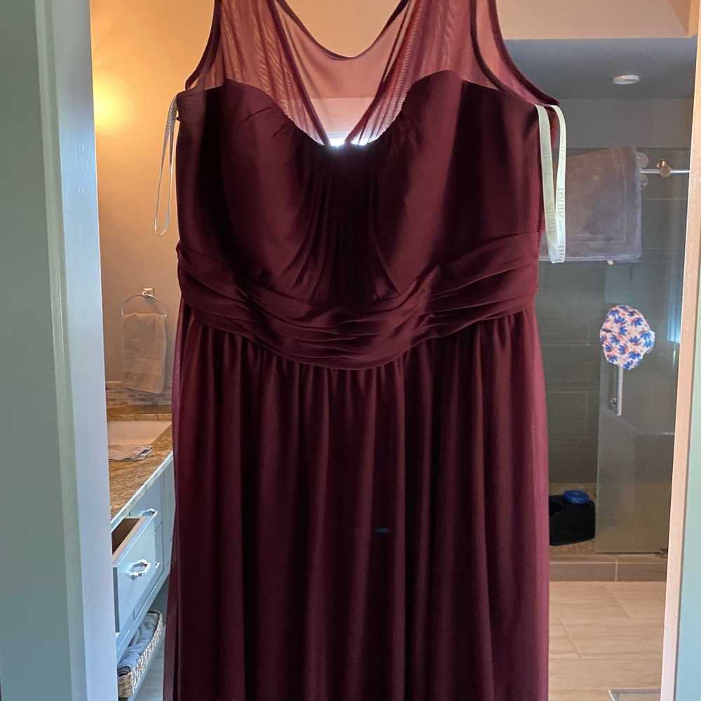 Maroon David’s Bridal bridesmaid dress size 20 - image 2