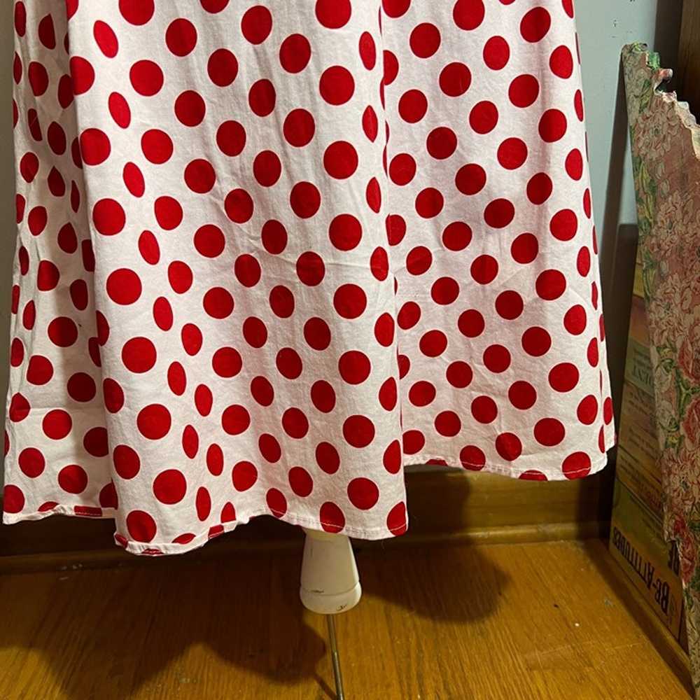 1950s A-Line Insipred Red and White Polka Dot Dre… - image 5