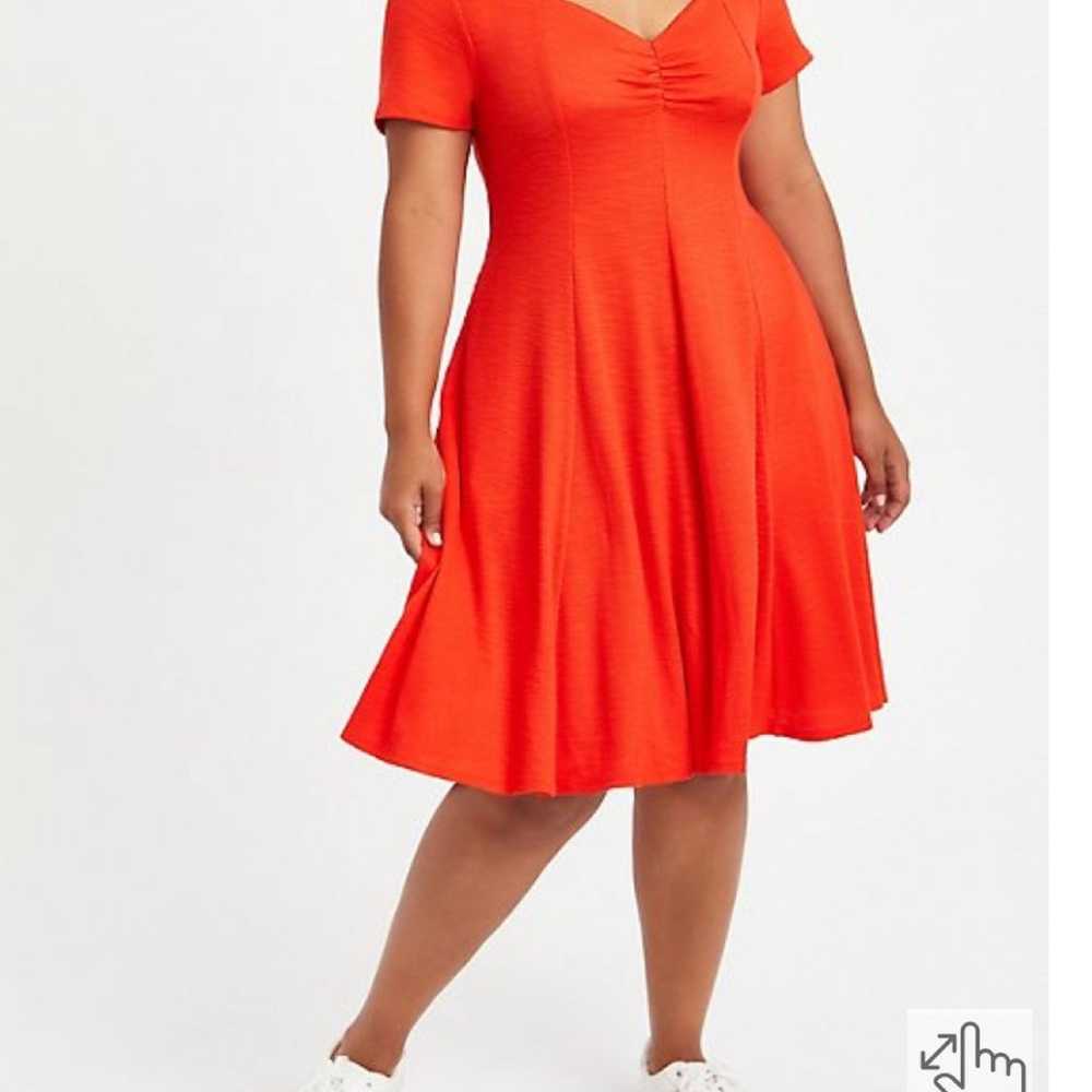 Torrid orange Mini Slub Rib Fluted Dress. Plus si… - image 2