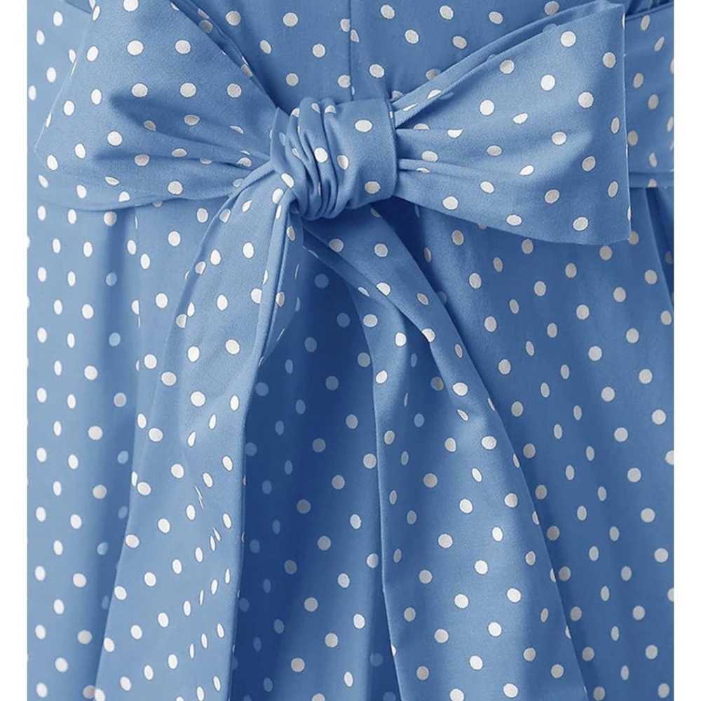 New- BLUE 1950S POLKA DOT SWING DRESS - image 4