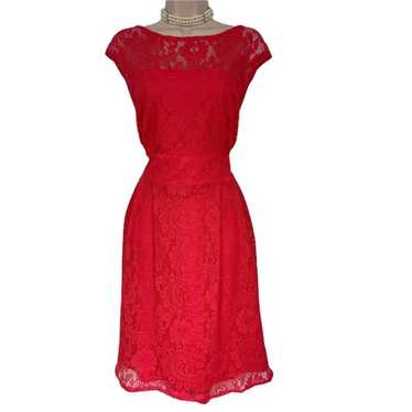 Size 22W 3X VIBRANT CORAL LACE FIT & FLARE DRESS … - image 1