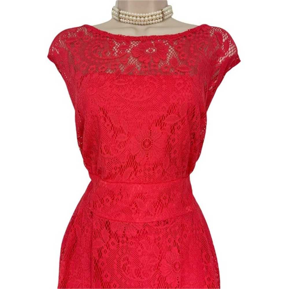 Size 22W 3X VIBRANT CORAL LACE FIT & FLARE DRESS … - image 2