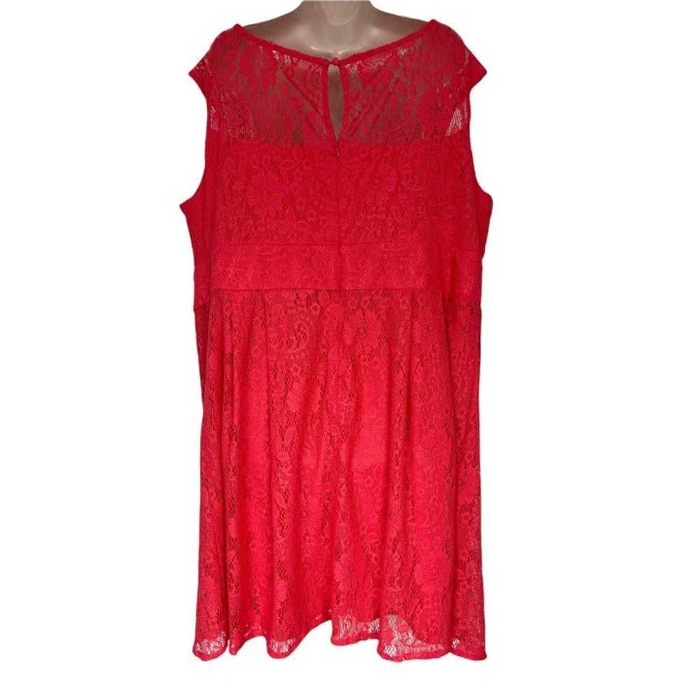 Size 22W 3X VIBRANT CORAL LACE FIT & FLARE DRESS … - image 3