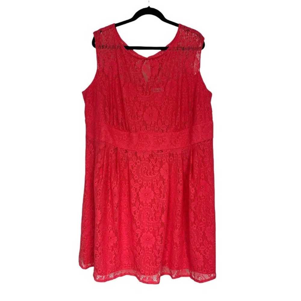 Size 22W 3X VIBRANT CORAL LACE FIT & FLARE DRESS … - image 4