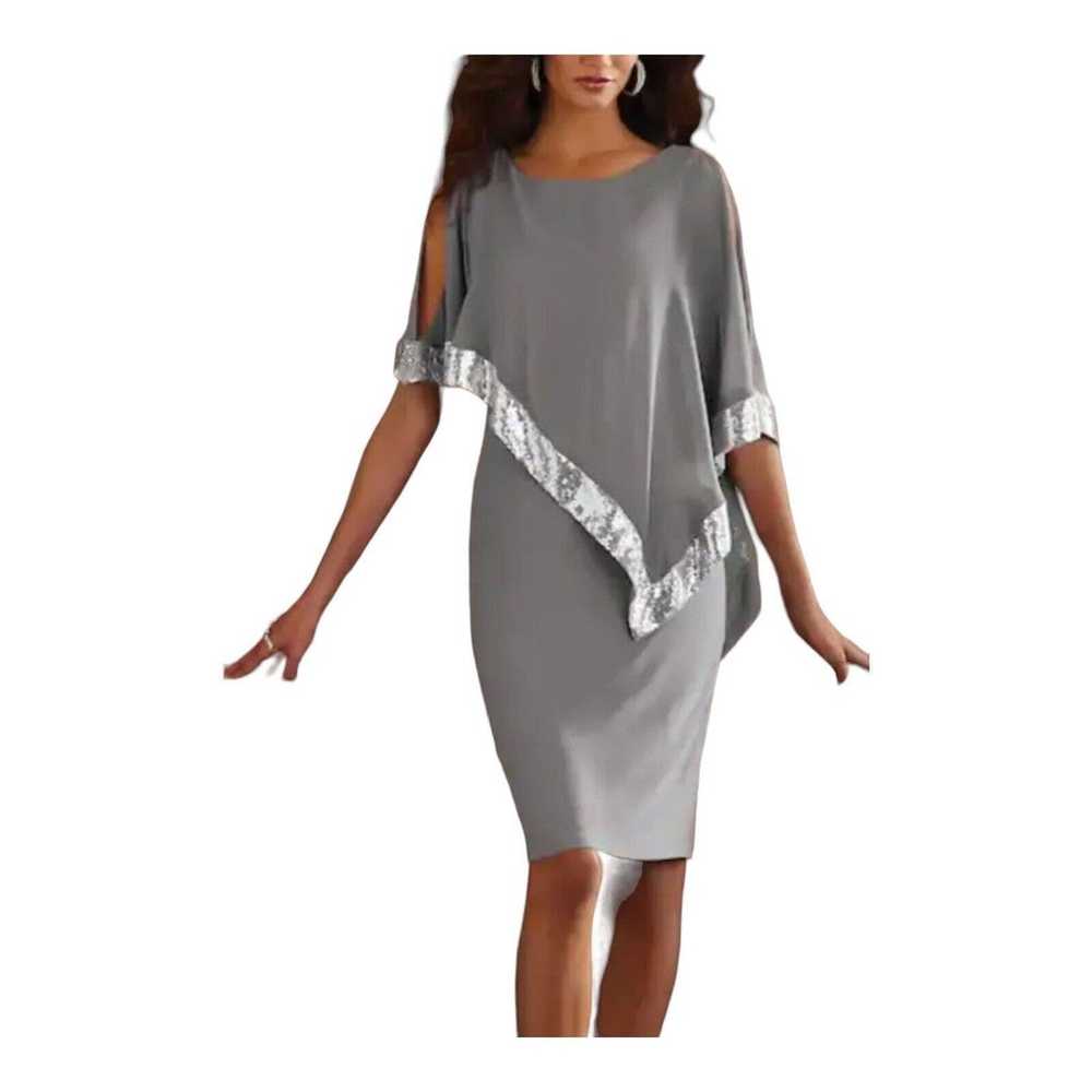 20W Gray Cape Dress Silver Sequins Midnight Velve… - image 1