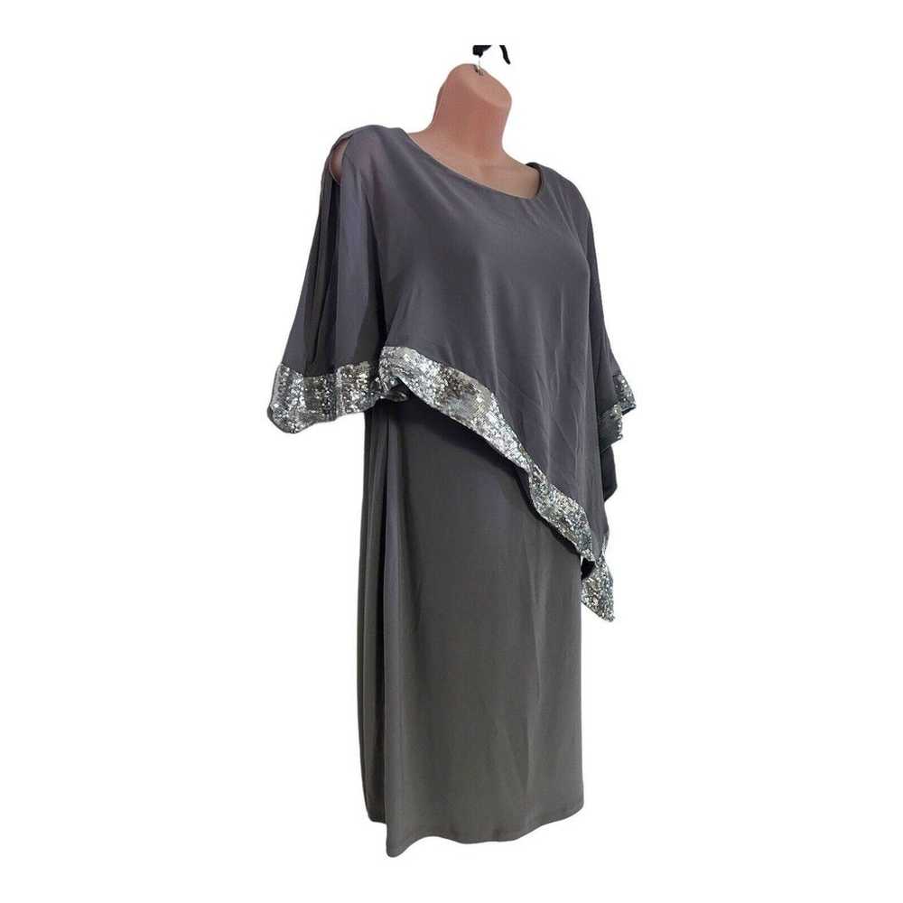 20W Gray Cape Dress Silver Sequins Midnight Velve… - image 3