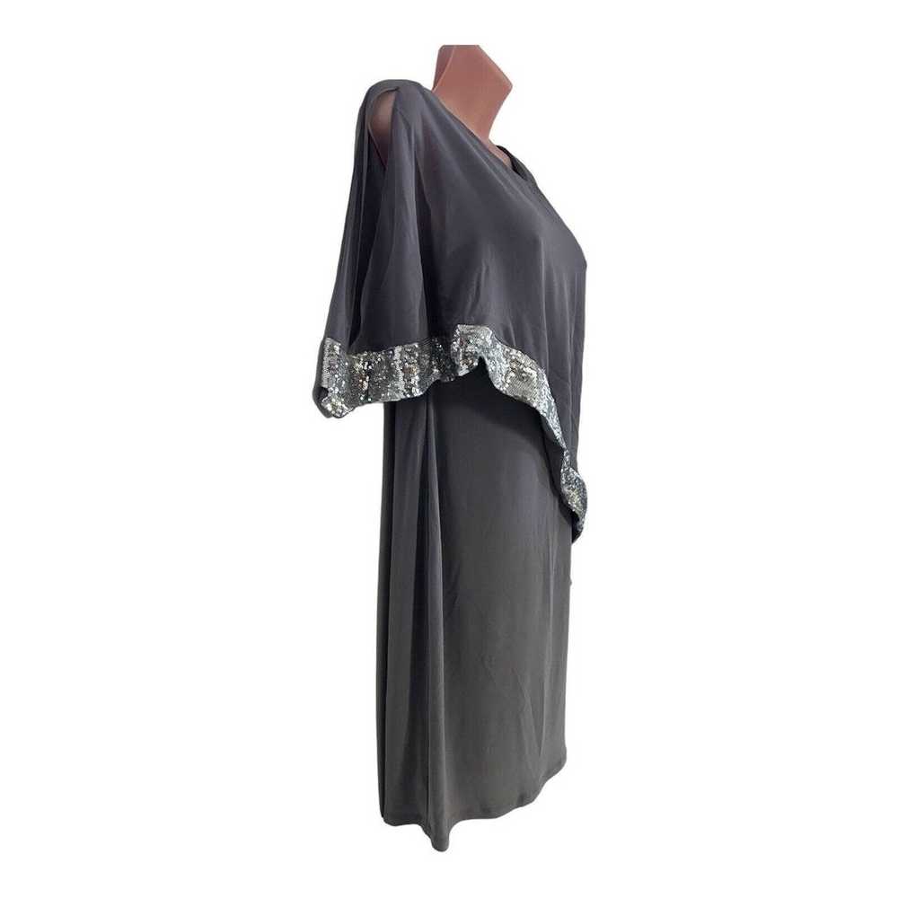 20W Gray Cape Dress Silver Sequins Midnight Velve… - image 4