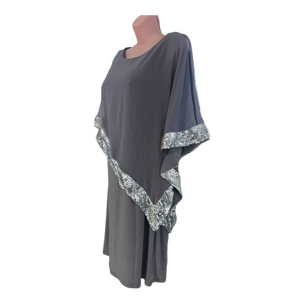 20W Gray Cape Dress Silver Sequins Midnight Velve… - image 5