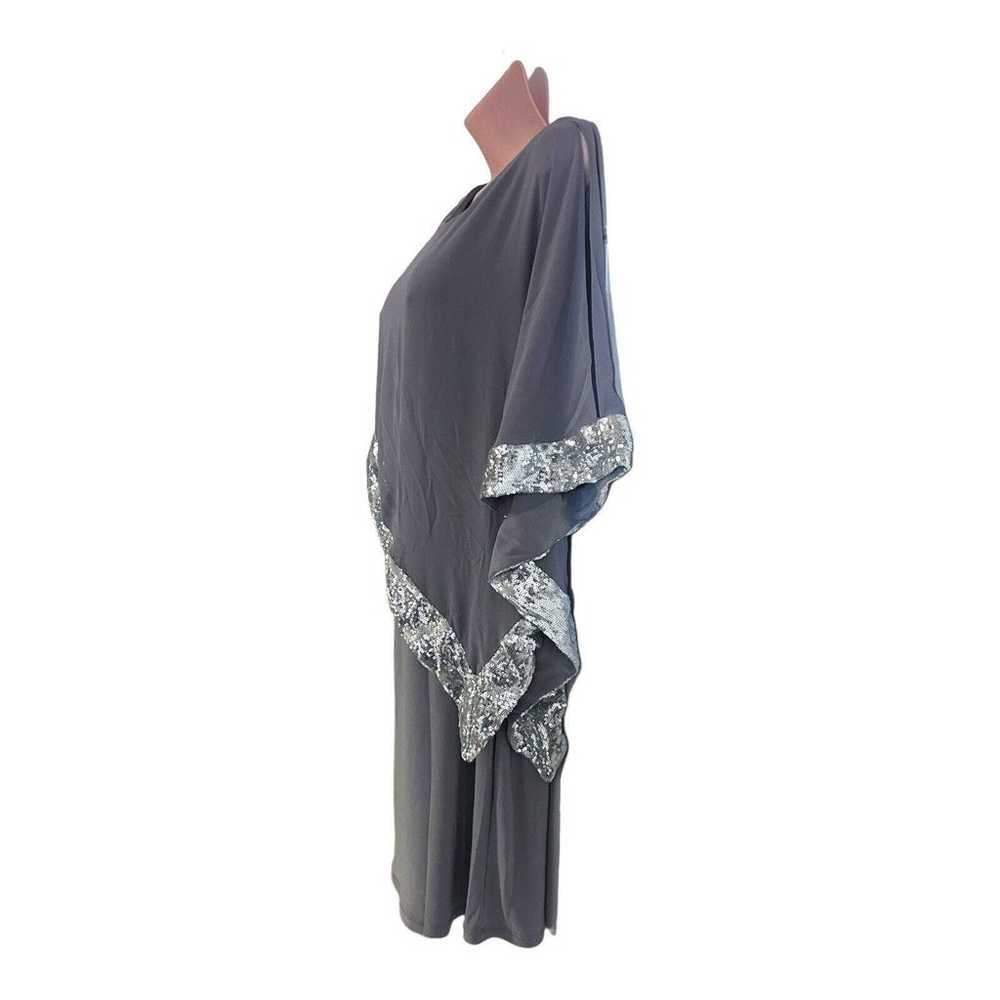 20W Gray Cape Dress Silver Sequins Midnight Velve… - image 6