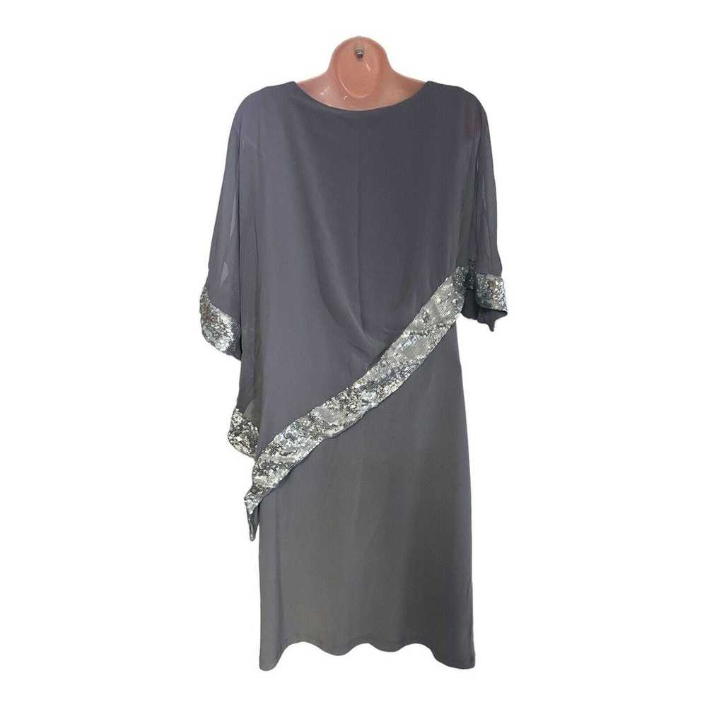 20W Gray Cape Dress Silver Sequins Midnight Velve… - image 7