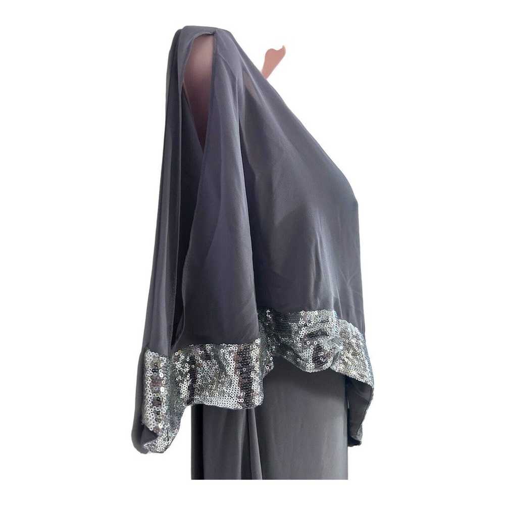 20W Gray Cape Dress Silver Sequins Midnight Velve… - image 8