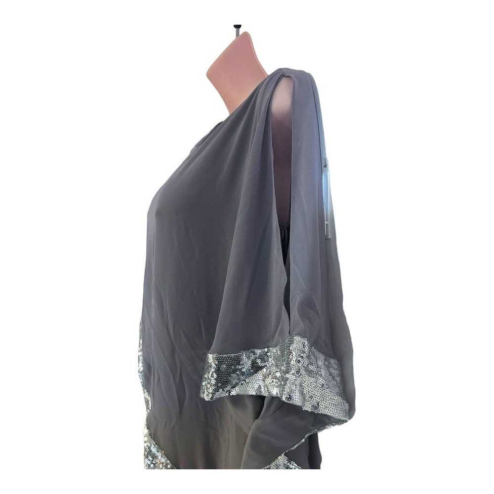 20W Gray Cape Dress Silver Sequins Midnight Velve… - image 9