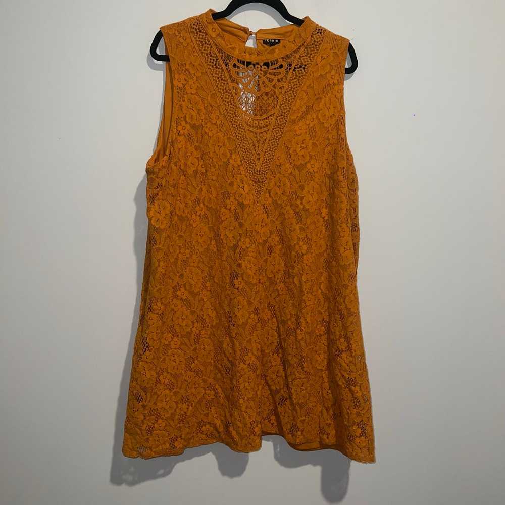 Torrid Golden Oak Mini Lace Trapeze Dress - image 4