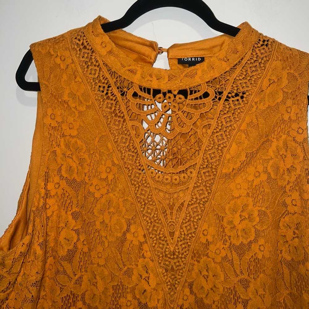 Torrid Golden Oak Mini Lace Trapeze Dress - image 6