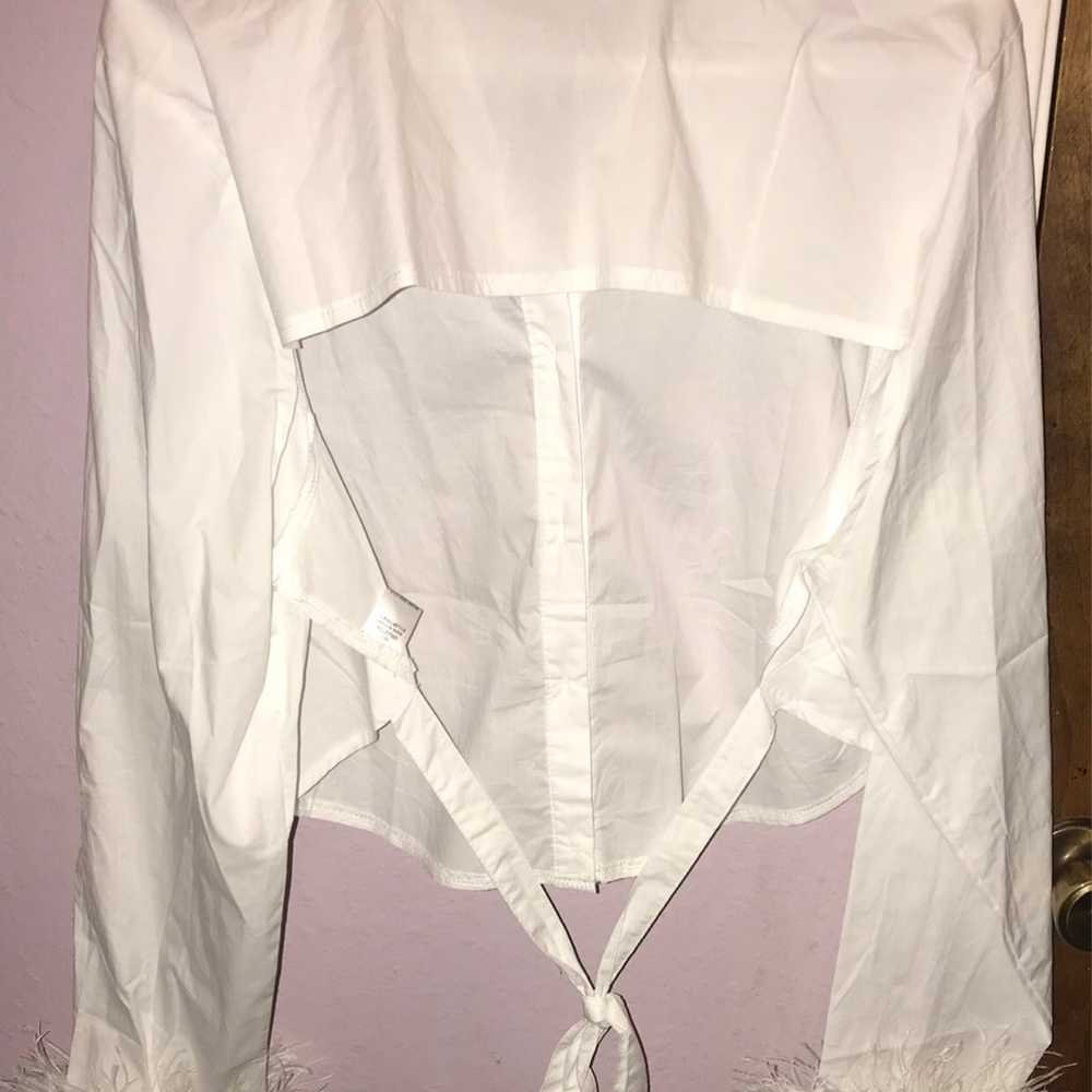 Plus size white button down feather crop top 3x - image 11