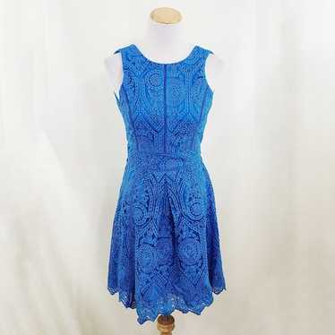 Adelyn Rae bright blue fit and flare lace dress si