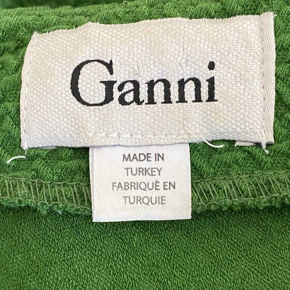 Ganni Anthropologie green textured short sleeve f… - image 6