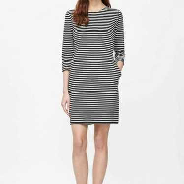COS Black White Striped 3/4 Sleeve Dress