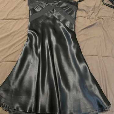 Strapless Black Satin Dress - image 1